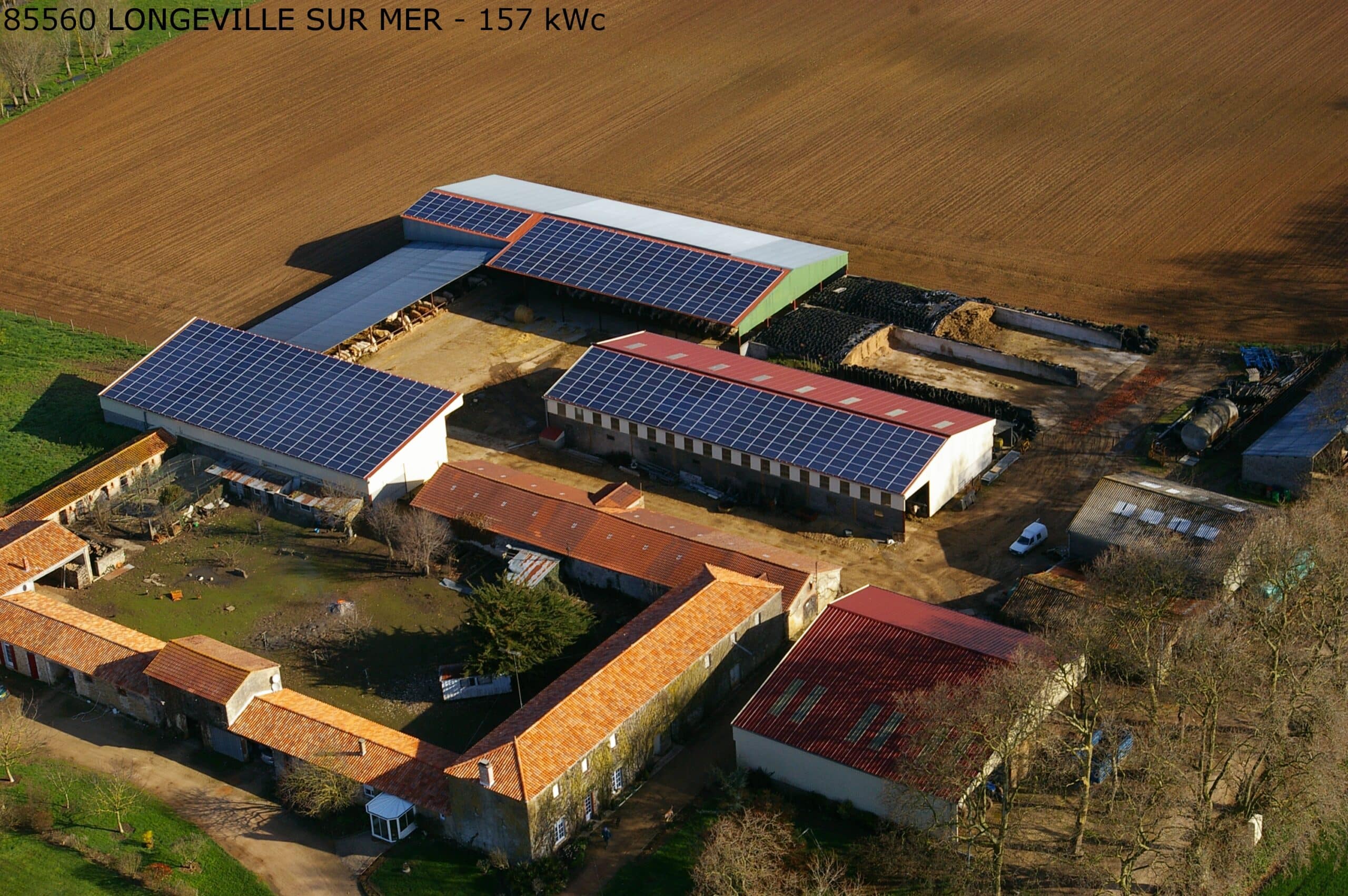 Installations photovoltaïques sur trois toitures - Bâtiments agricoles - Longeville-sur-mer